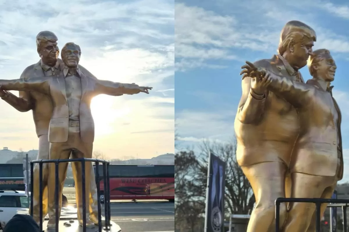 ‘King Of The World’: 'Titanic' Statue Of Trump And Epstein Appears Near US Capitol
