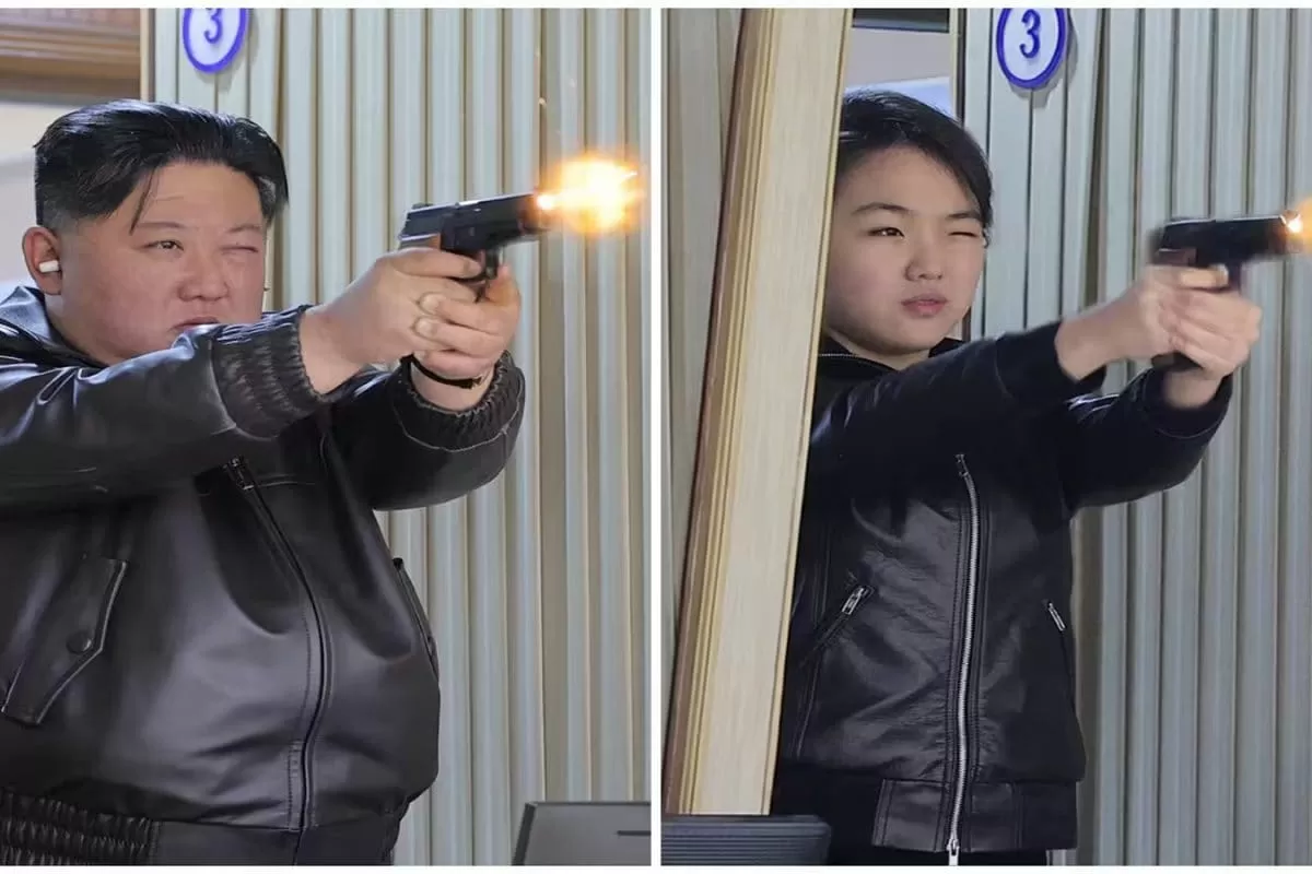 North Korean Leader Kim Jong Un And His Daughter Try Out New Pistols; Photos Go Viral